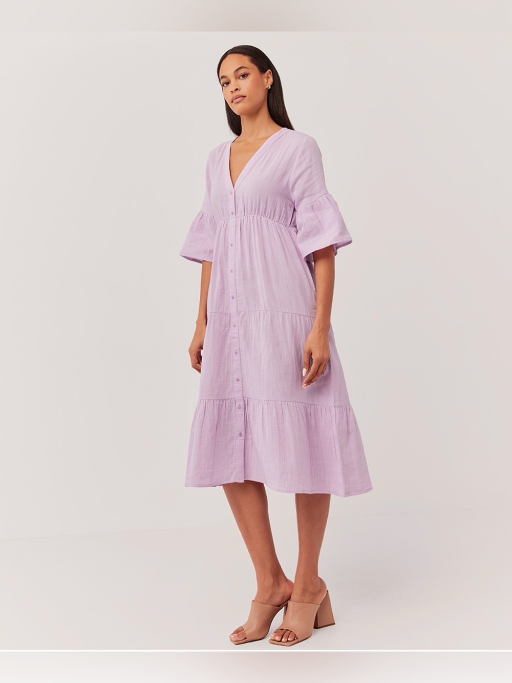 PACT Women's The Coastal Midi Dress, Size L